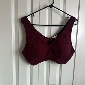 Maurices Deep Red Ribbed Bralette